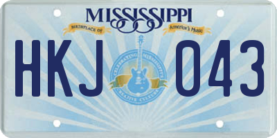 MS license plate HKJ043
