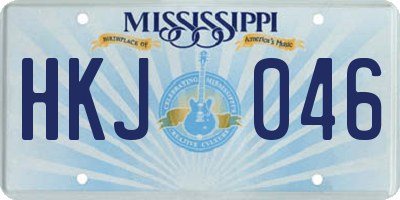 MS license plate HKJ046