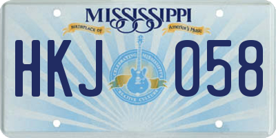 MS license plate HKJ058