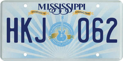 MS license plate HKJ062