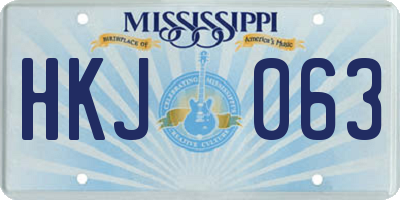 MS license plate HKJ063