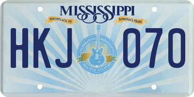 MS license plate HKJ070