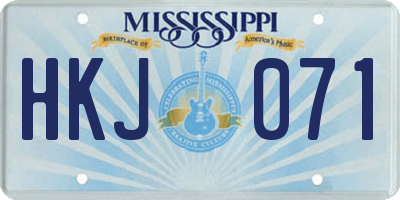 MS license plate HKJ071