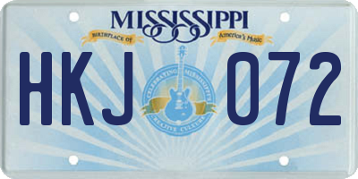 MS license plate HKJ072