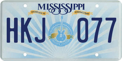 MS license plate HKJ077