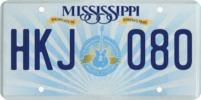 MS license plate HKJ080