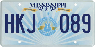 MS license plate HKJ089