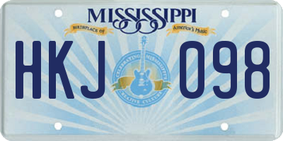 MS license plate HKJ098
