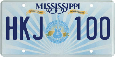 MS license plate HKJ100