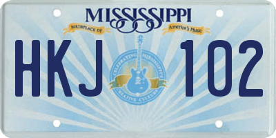 MS license plate HKJ102
