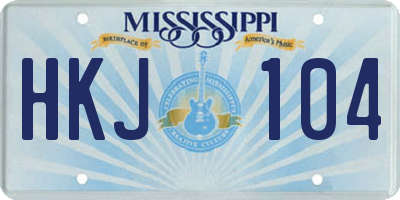 MS license plate HKJ104
