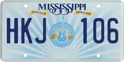 MS license plate HKJ106