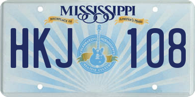 MS license plate HKJ108