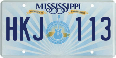 MS license plate HKJ113
