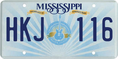 MS license plate HKJ116