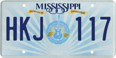 MS license plate HKJ117