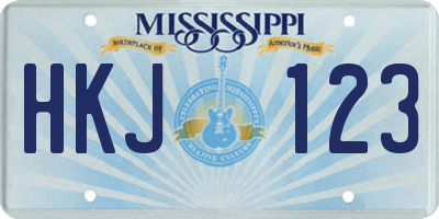 MS license plate HKJ123
