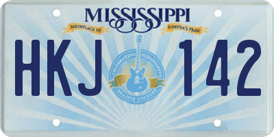 MS license plate HKJ142
