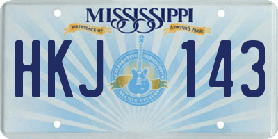 MS license plate HKJ143