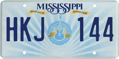 MS license plate HKJ144