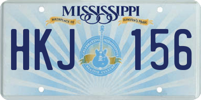 MS license plate HKJ156