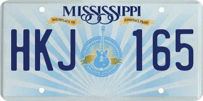 MS license plate HKJ165