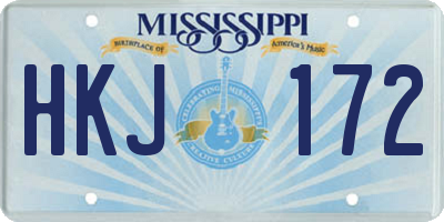 MS license plate HKJ172