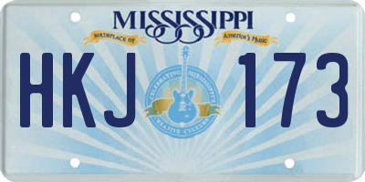 MS license plate HKJ173