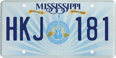 MS license plate HKJ181