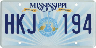 MS license plate HKJ194
