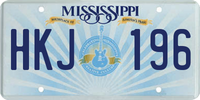 MS license plate HKJ196