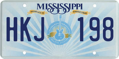 MS license plate HKJ198