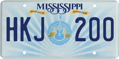 MS license plate HKJ200