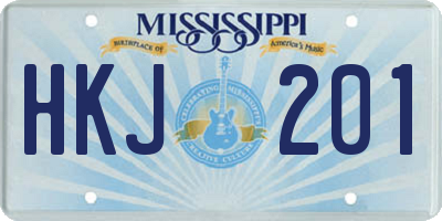 MS license plate HKJ201