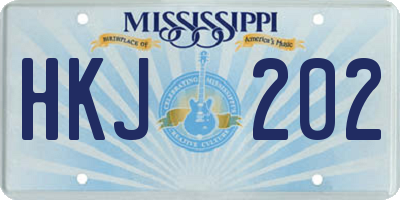 MS license plate HKJ202