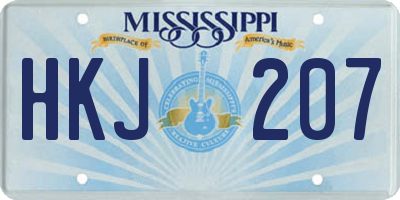 MS license plate HKJ207