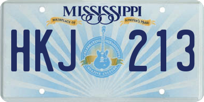 MS license plate HKJ213