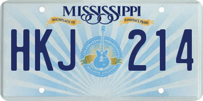 MS license plate HKJ214
