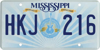 MS license plate HKJ216