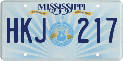MS license plate HKJ217