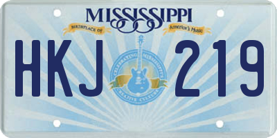 MS license plate HKJ219