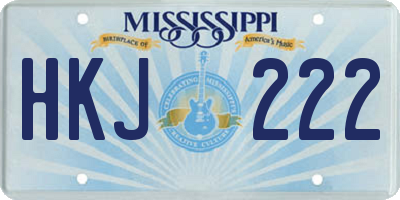 MS license plate HKJ222