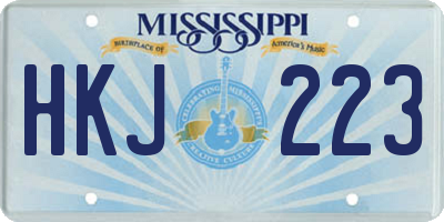 MS license plate HKJ223