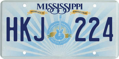 MS license plate HKJ224