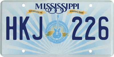 MS license plate HKJ226