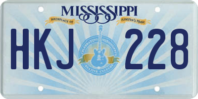 MS license plate HKJ228