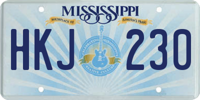 MS license plate HKJ230