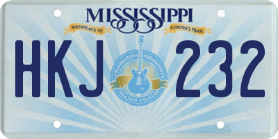 MS license plate HKJ232