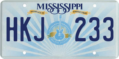 MS license plate HKJ233