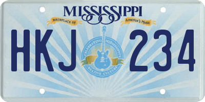 MS license plate HKJ234